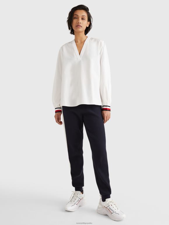 Tommy Hilfiger блуза са манжетном од органског памука - 2D0802912 Tommy Hilfiger Clothing тх оптичка бела