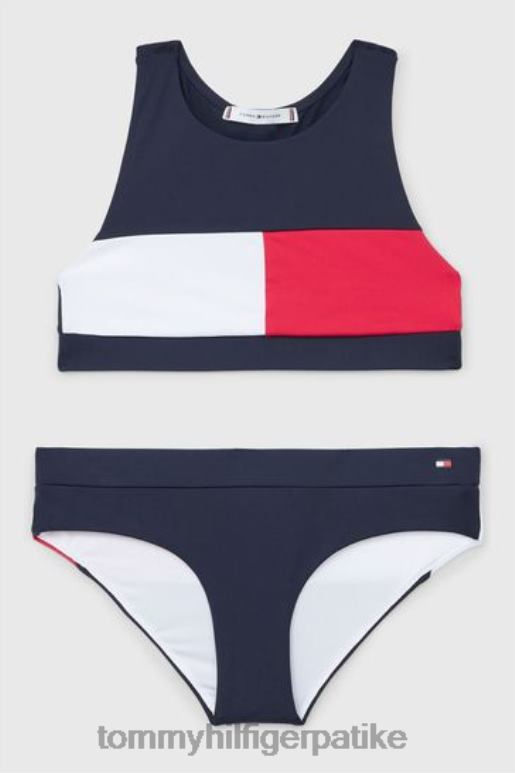 Tommy Hilfiger гирлс ​​цроп топ лого бикини сет - 2D0803133 Tommy Hilfiger Clothing тамноплава